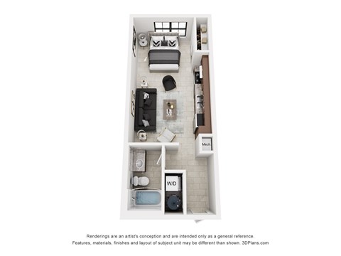 Floor plan for studio, 1 bath, 426 sqft